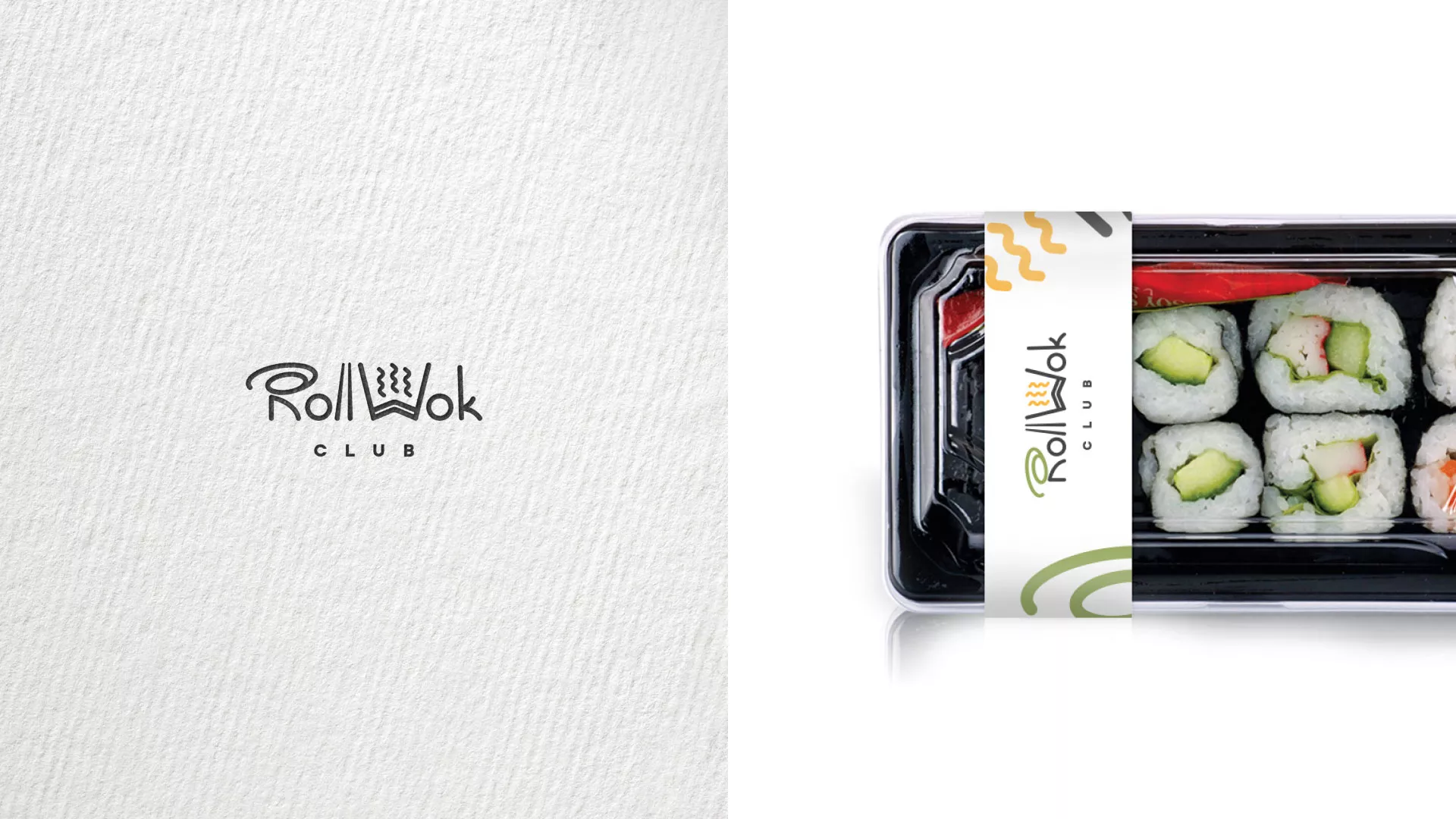 Разработка логотипа и фирменного стиля суши-бара «Roll Wok Club» в Уссурийске